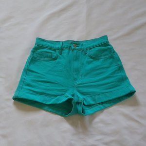 American Apparel High Waisted Cuffed Denim Shorts